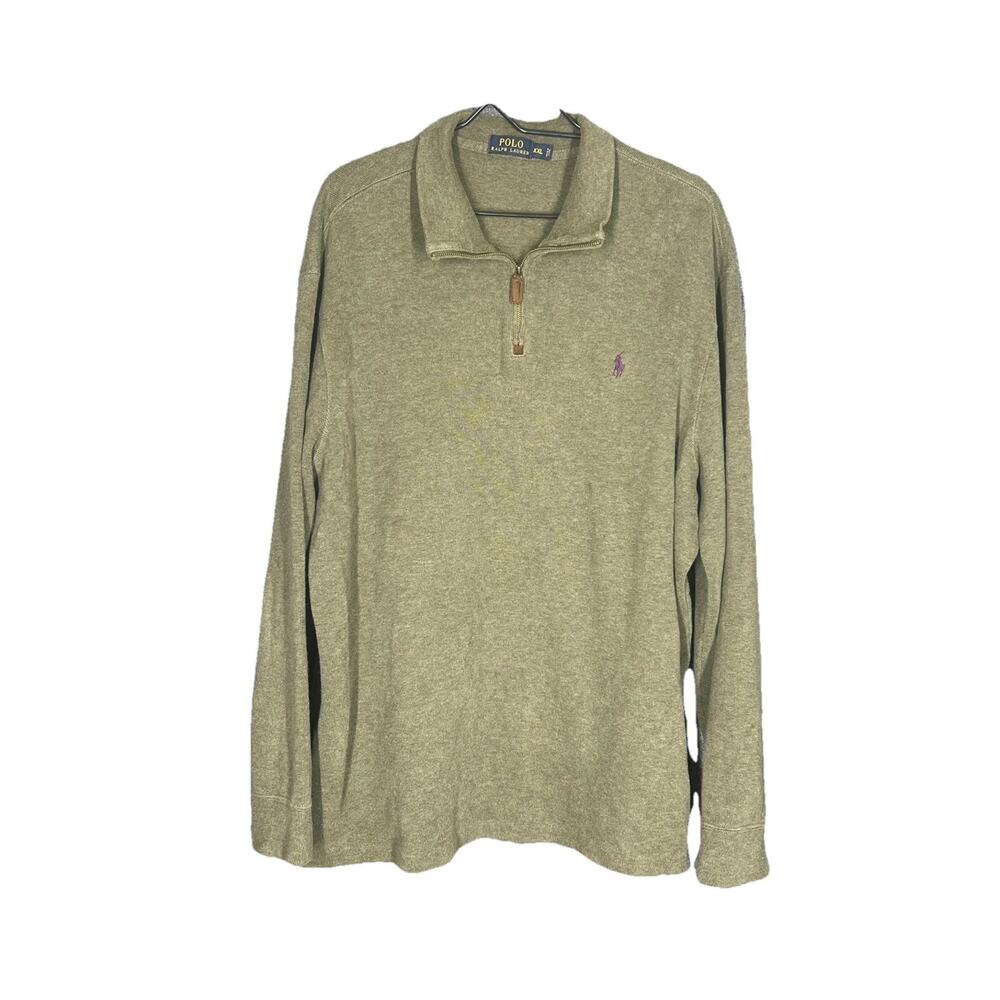 Polo Ralph Lauren Sweaters Mens Sz XX-Large Tan Cotton Quarter Zip Logo Preppy